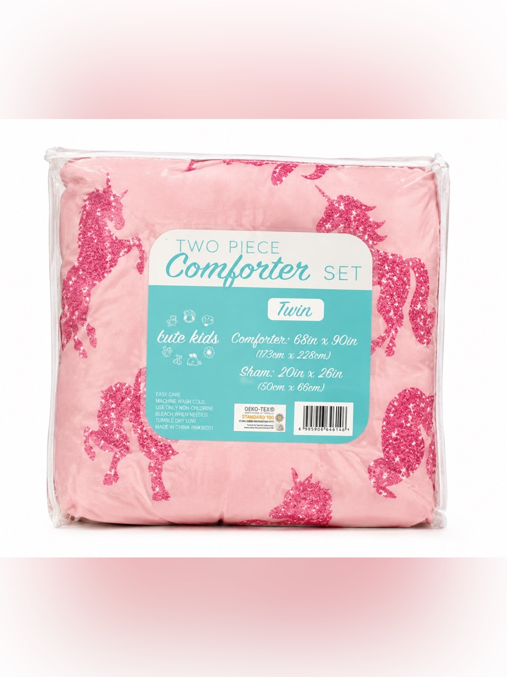 Kute Kids Pink Unicorn 2-Piece Twin Comforter Set NWT
